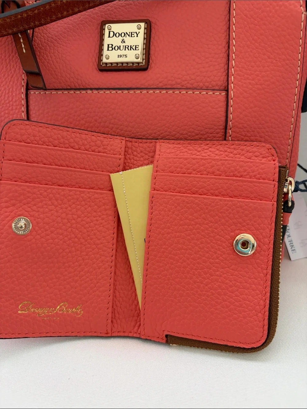 NWT - Dooney & Bourke Coral Pebble Leather Crossbody and Zip Wallet Pair